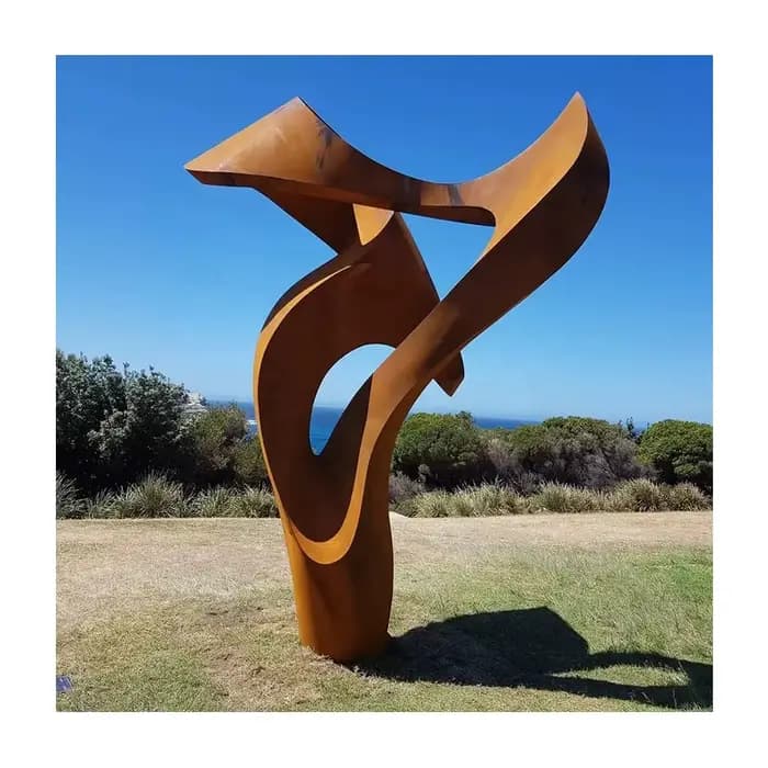 Sculpture d'anneau en acier corten en métal pour décoration de jardin