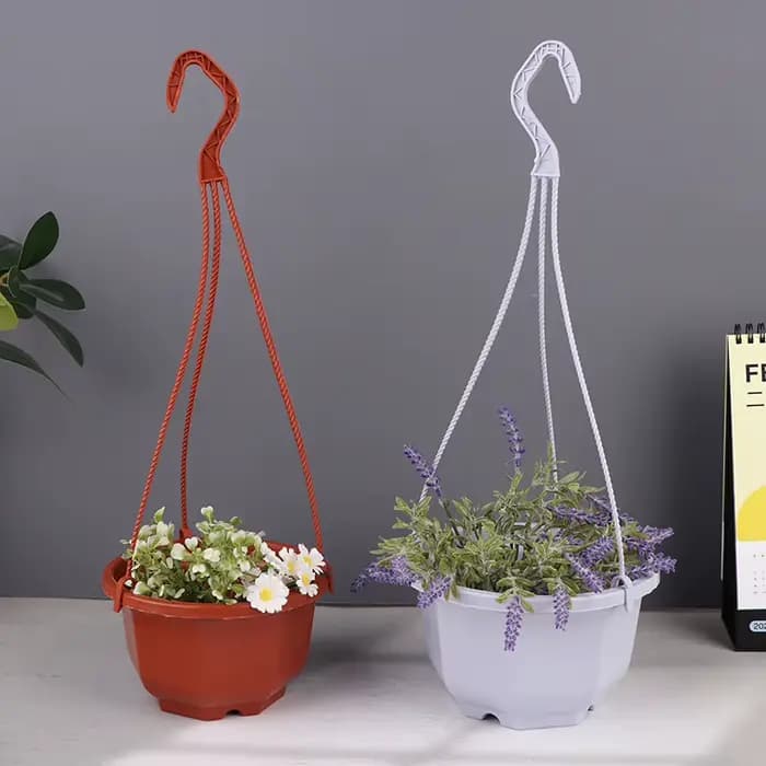 Pot de fleurs suspendu en plastique, panier à fleurs en chaîne, support pour plantes, pots à fleurs,