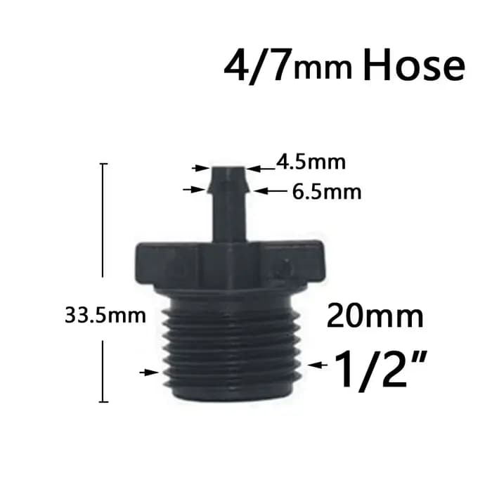 Adaptateur de connecteur de tuyau d'arrosage, filetage 1/2 "3/4" à 4/7mm, raccords de Tube barbelé 1