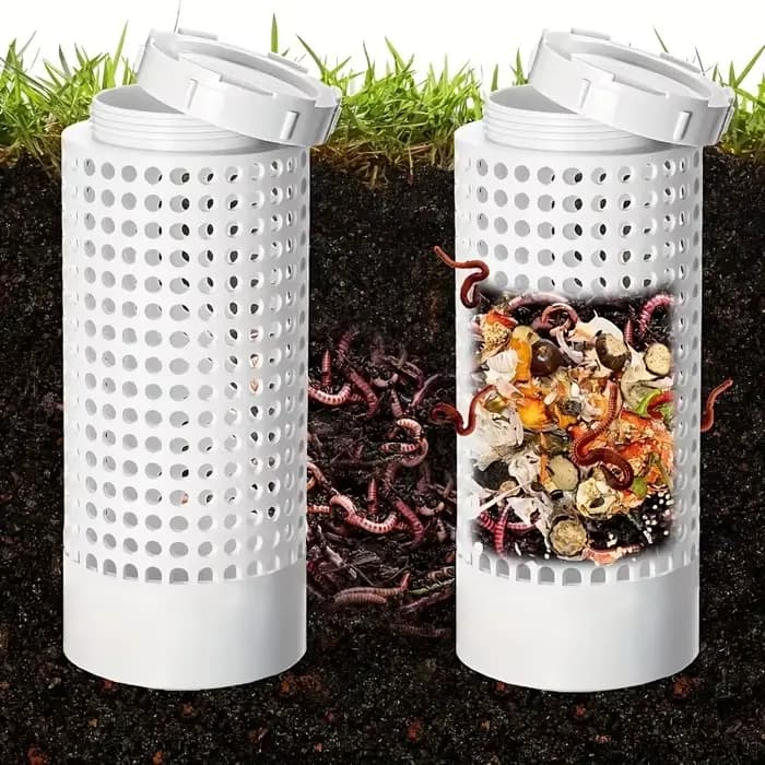 1 bac à compost en PVC pour vers de terre, gain de place, pour petits pots et jardins, tube rond anti-odeur pour compost de thé de vers de terre