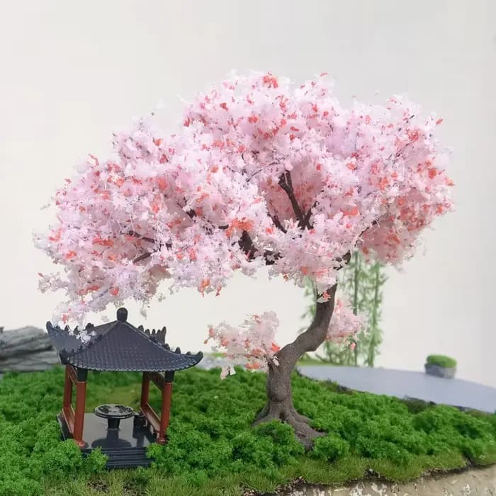 Modèle d'arbre de cerisier en fleurs rose 10/15cm