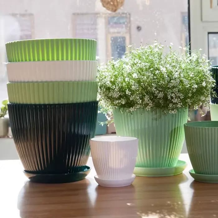 Pot de fleurs minimaliste, pot de plantes vertes, pots de fleurs avec plateaux, pots de bureau pour plantes, décoration de la maison, fournitures de jardinage