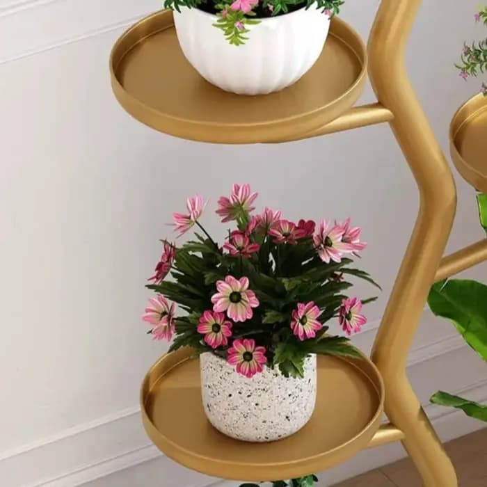 Support de plantes vertical à plusieurs niveaux en métal rond, étagère de luxe pour arbres, décoration d'intérieur et d'extérieur