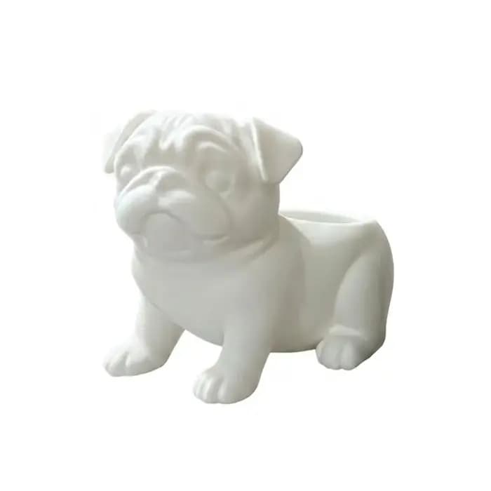 Pot de fleurs en plastique imprimé en 3D en forme de bouledogue, pot minimaliste en forme d'animal, pot de fleurs amusant fait à la main, pot de fleurs pour balcon et terrasse