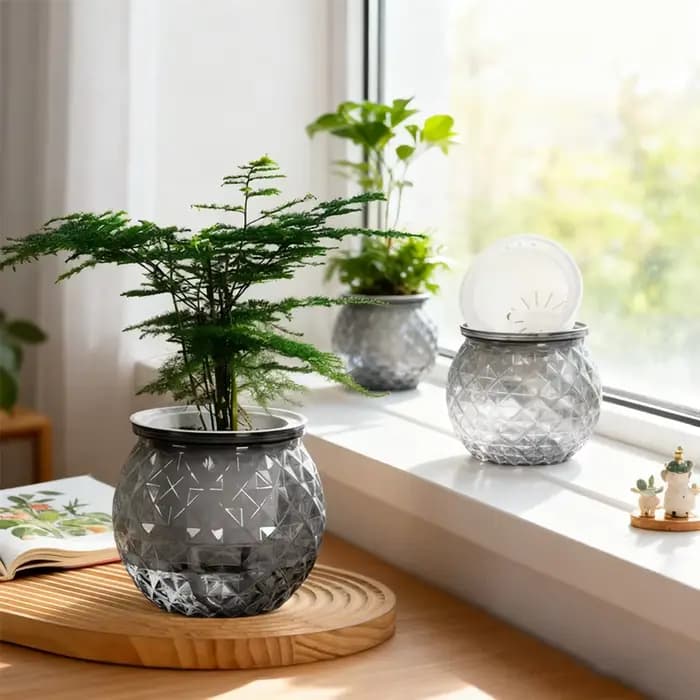Pot de jardinière à arrosage automatique avec aquarium, Mini Pot Transparent pour plantes, système d