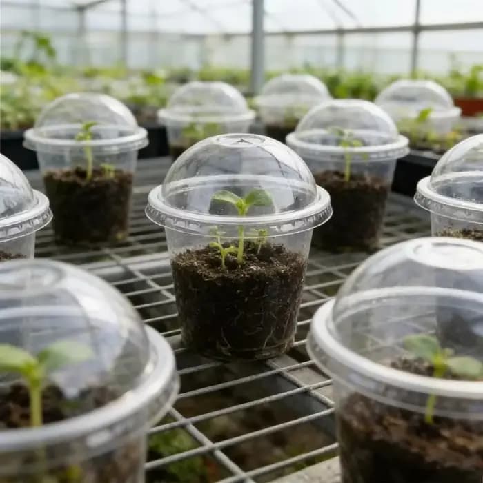 Pots de pépinière transparents avec couvercles