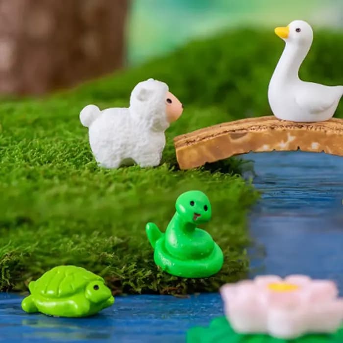 Micro ornements de paysage d'animaux mignons faits à la main, artisanat en résine réaliste, chat, ca