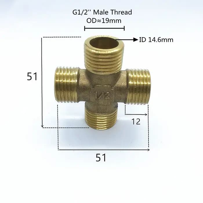 Connecteur de tuyau en laiton croisé 1/2 "3/8"