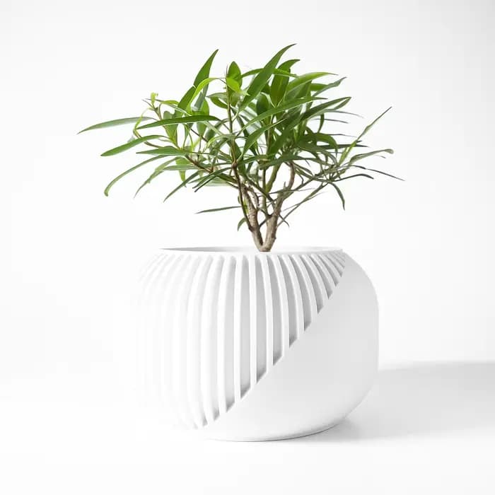 Pot à plantes moderne et minimaliste imprimé en 3D - Pot à fleurs biodégradable pour la décoration d