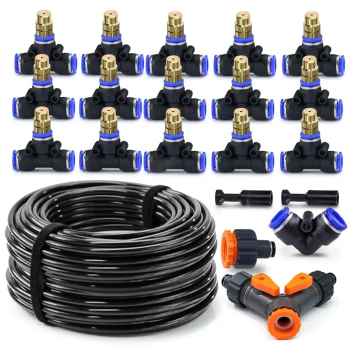 Kit d'atomiseur à buse en laiton réglable pour jardin extérieur 30-5M, tuyau de 5/8mm, nébulisation,
