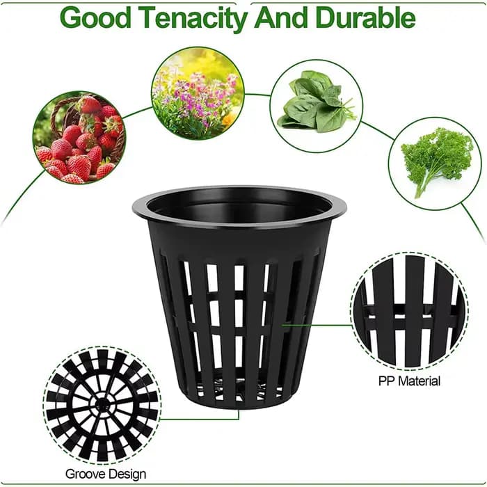 Filet de jardin à mailles fendues pour la culture hydroponique, panier pour plantes
