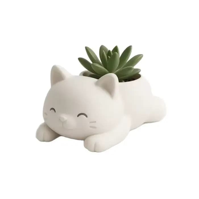 Mini pot de fleurs en céramique en forme de chat