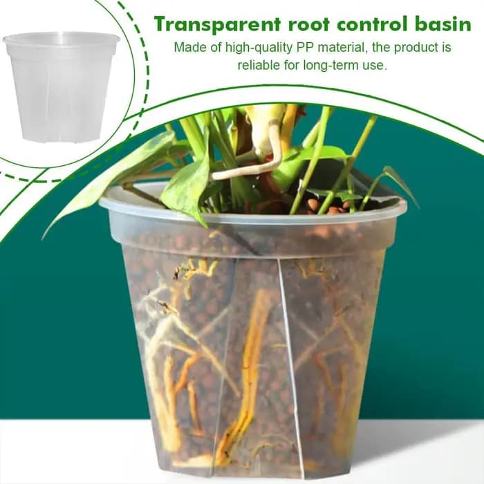 Pot de fleur en plastique transparent pour contrôle des racines