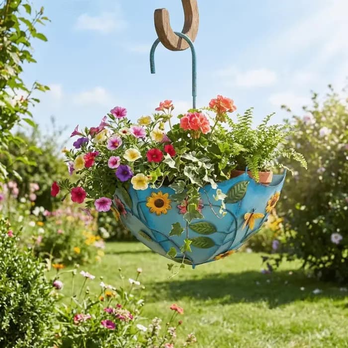 Pot de fleurs décoratif en fer en forme de parapluie