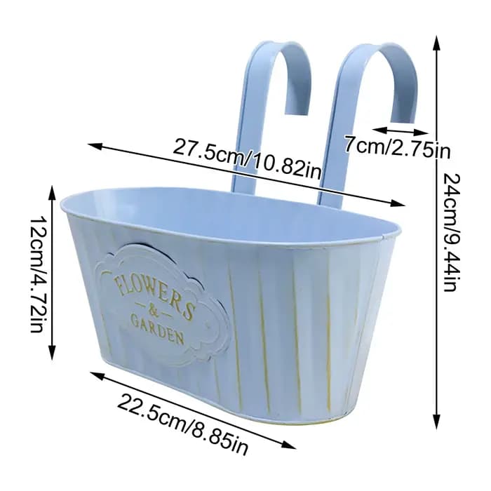 Jardinière suspendue en métal pour fenêtre, support pour plantes à fleurs avec trous de vidange, dou