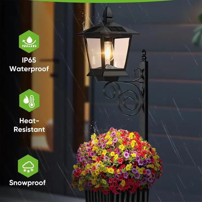 Jardinière avec poteau lumineux solaire 2-en-1