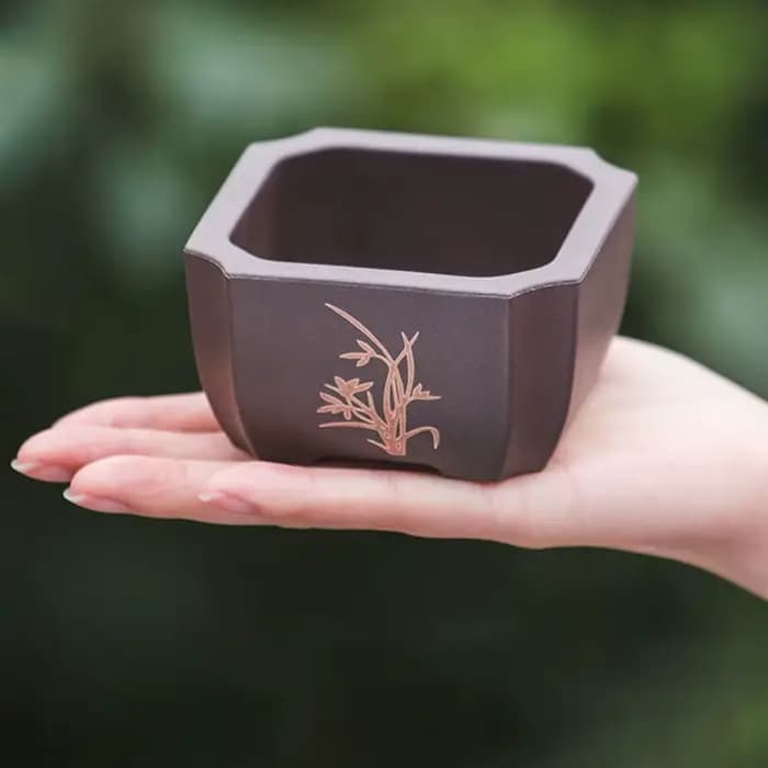 Pot de fleurs créatif en plastique imitation argile violette