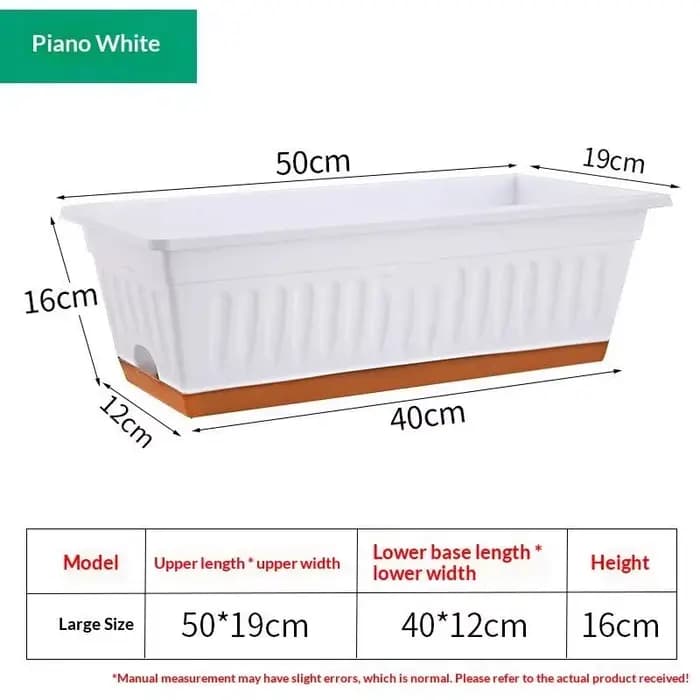 【CPI】 1 pot de fleurs rectangulaire en plastique pour plantes d'intérieur et d'extérieur, avec drain