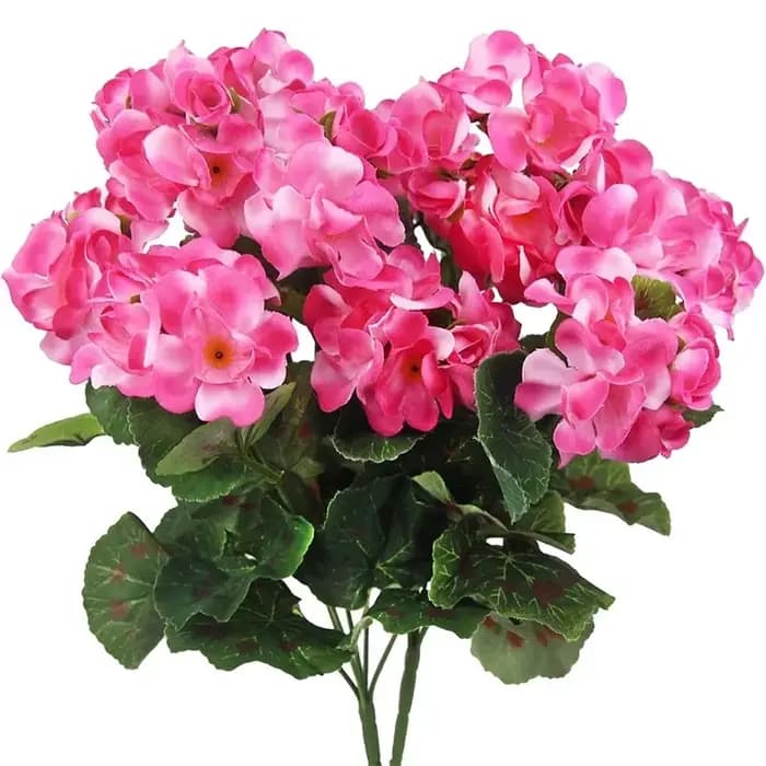 Bouquet de 14 pouces de geraniums artificiels en soie