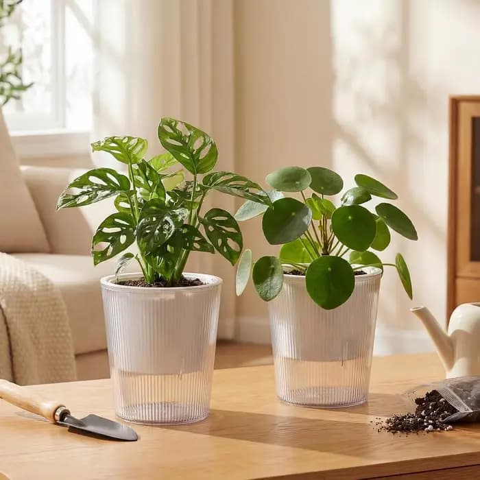 Pots auto-arrosants transparents pour plantes d'intérieur, pots auto-arrosants anti-putrescence pour