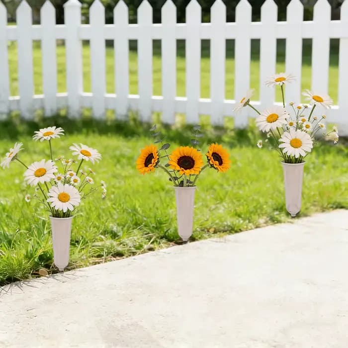 4 pots de fleurs commémoratifs avec trou d'insertion en plastique