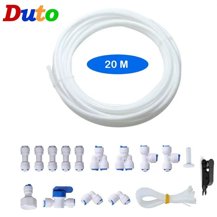 1/4" O.D. Raccord de Tube de filtre à eau RO, Tube de 20M + raccord rapide en plastique pour lignes