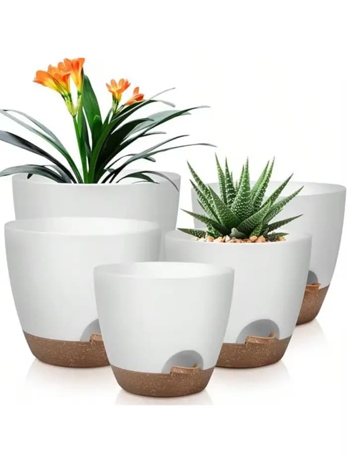 Pot de fleurs décoratif d'intérieur avec trou de drainage, lot de 6, pot auto-arrosant, diamètre 20