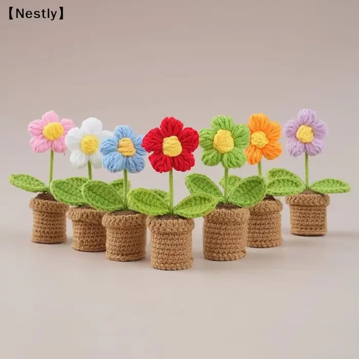 Joli pot de fleurs au crochet tressé à la main