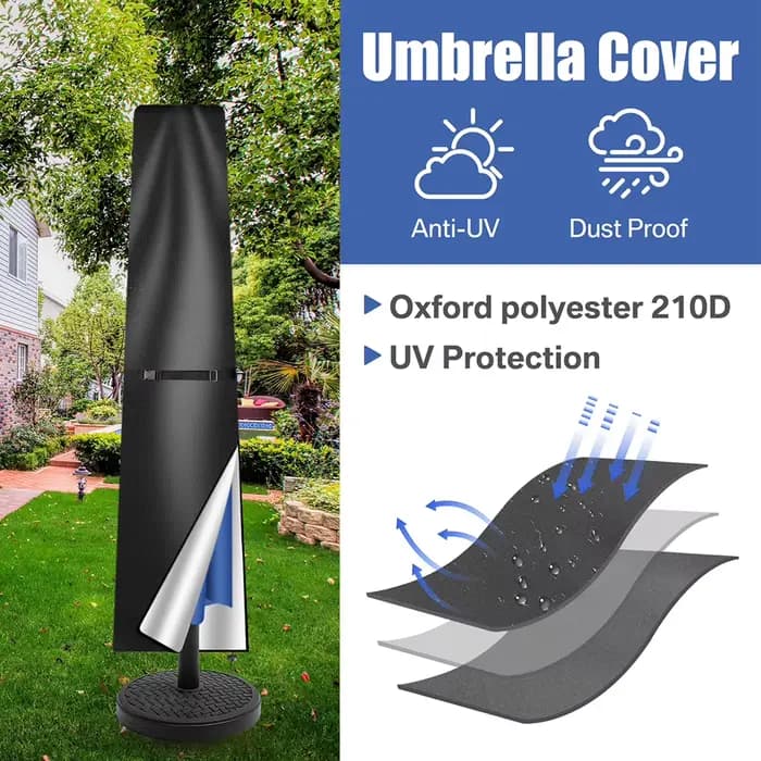 Housse de Parasol droite, housse de protection imperméable avec fermeture éclair sur poteau télescop