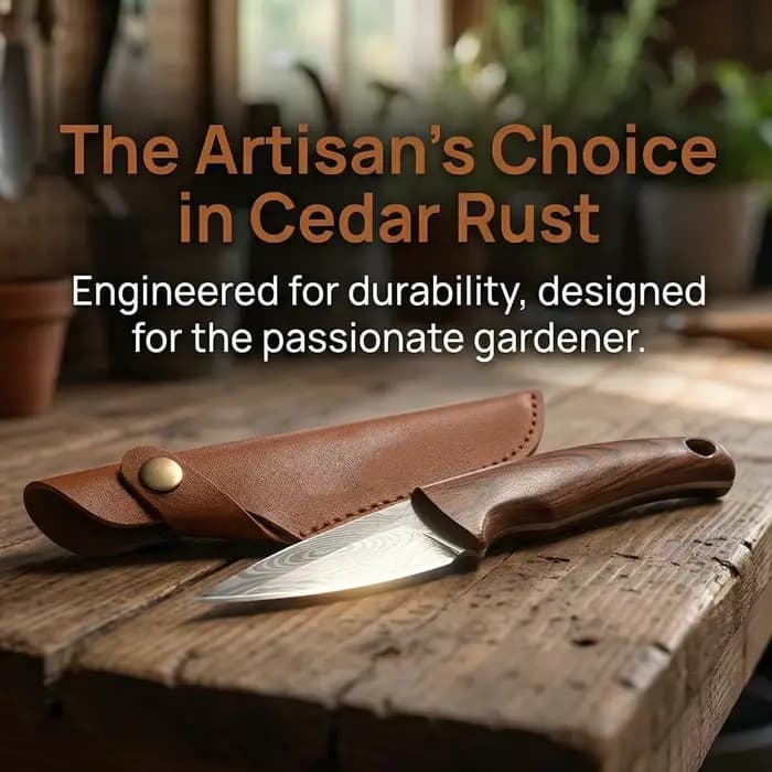 Couteau de greffage Sharp avec manche en bois et étui en cuir