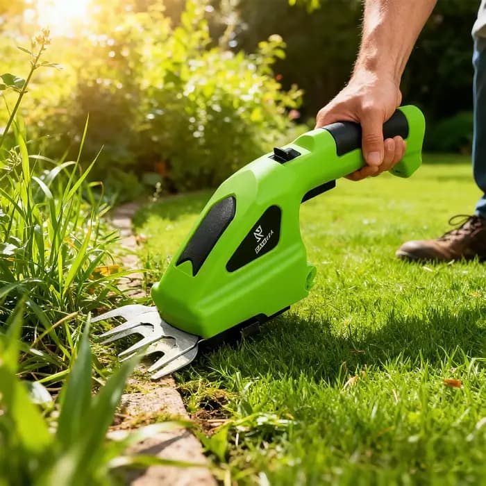 Taille-haie électrique sans fil 2-en-1 rechargeable, outil de jardinage portatif pour l'entretien des pelouses, des arbustes et le désherbage