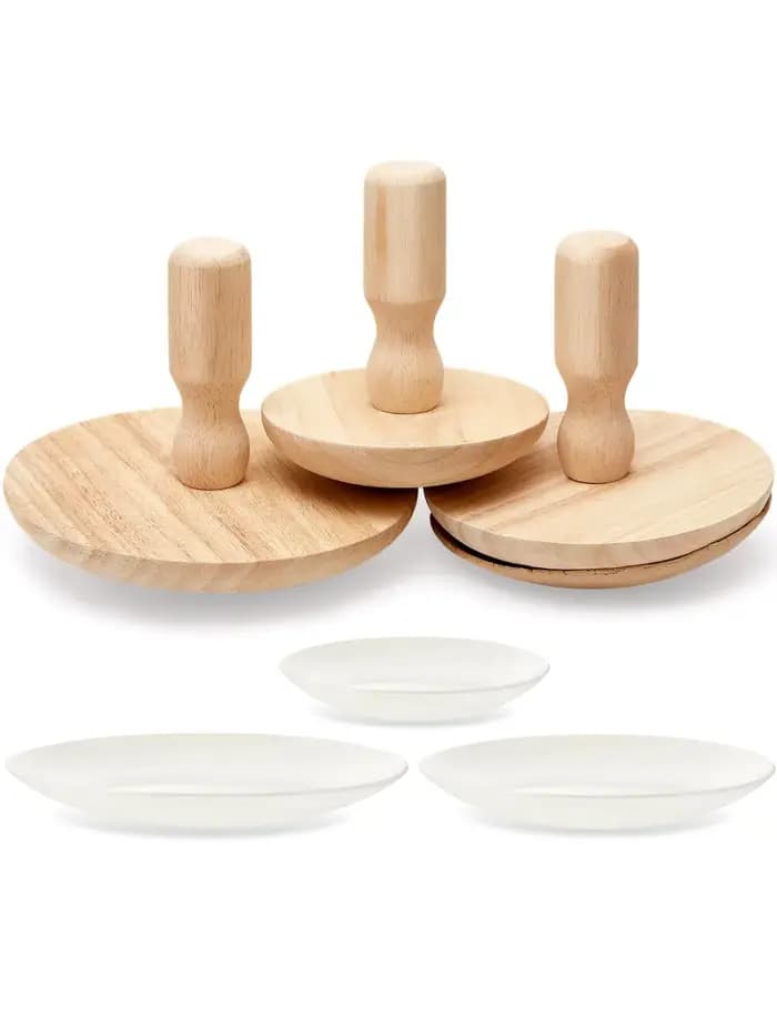 Moule à Poterie avec Grille Ronde pour Plâtre, Outils de Poterie en Bois pour Filles à Vaisselle, 4.