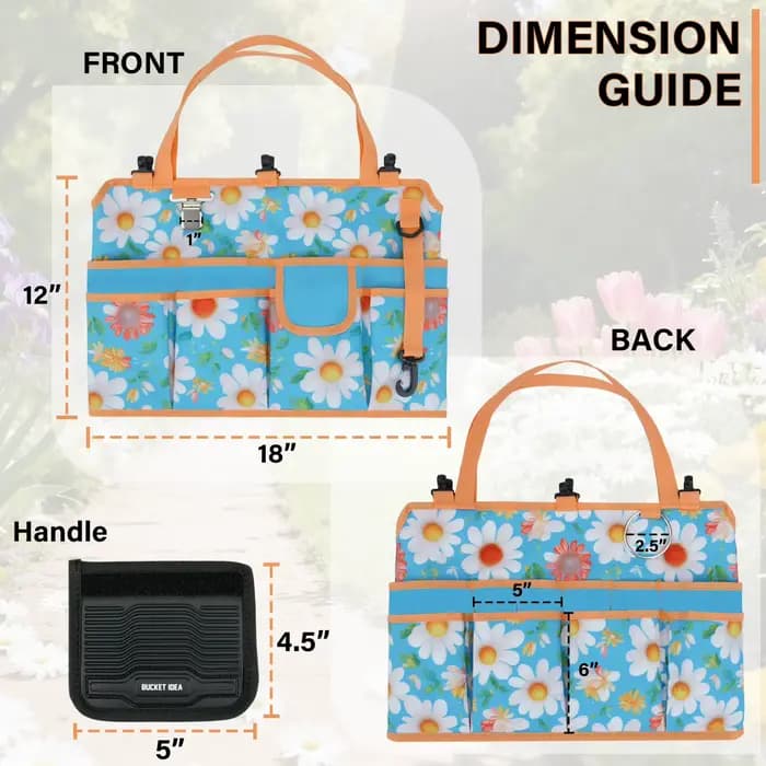 Organisateur de seau de 5 gallons, sac à outils à 18 poches avec poignée suspendable | Chariot de jardin robuste et accessoire pour seau de jardinage