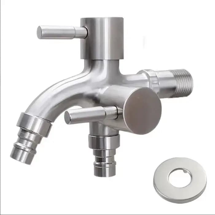 Robinet à double sortie, 1 pièce, en acier inoxydable 304, multifonctionnel, pour lave-linge, évier