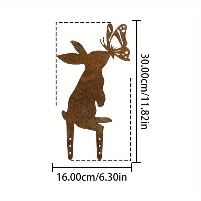 Décoration de jardin en métal rustique en forme de lapin - Charmante