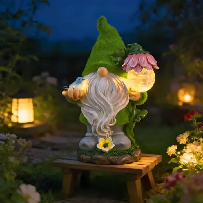 Jardin Gnome lumière solaire extérieure LED étanche décor pour cour Patio parterre de fleurs voie eau caractéristique lueur veilleuse Figurine