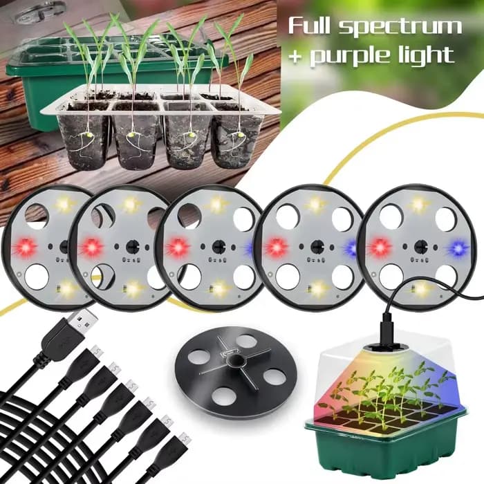Plateaux de démarrage pour plantes, pots de pépinière à LED avec lumière de croissance, lampe Lauren