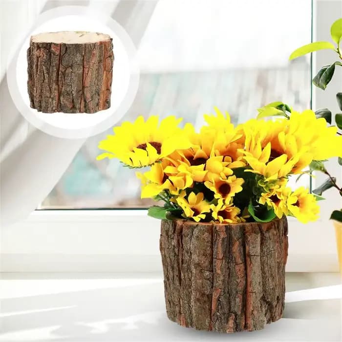 Grand pot de fleurs en bois naturel, conteneur de fleurs, Design rustique, jardinière de fête, décor