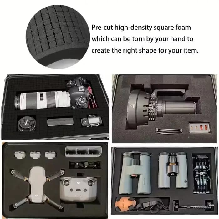 Boîte à outils rigide portable avec mousse prédécoupée