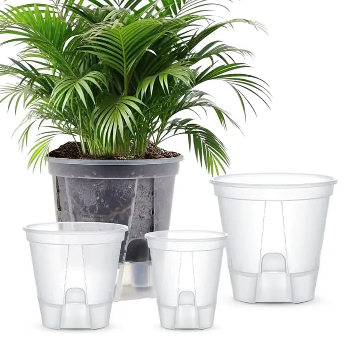 Pot de fleurs Transparent auto-arrosage avec réservoir