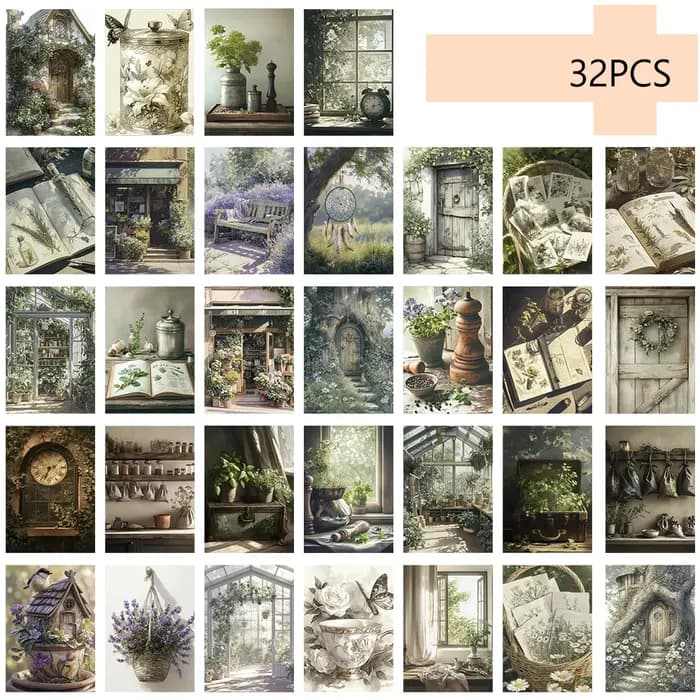 32 pièces, cartes postales de jardin d'herbes vintage