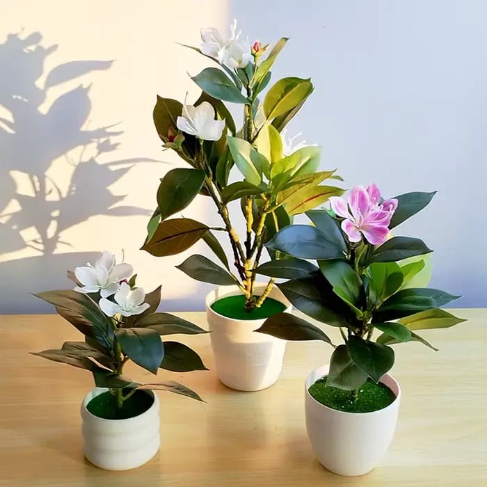 Plante d'azalée artificielle avec Faux Ficus et fleurs