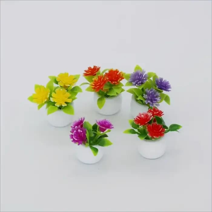 5 pièces Mini Pot de fleur décorations maisons de poupée fleurs artificielles vibrantes décor à la maison voiture