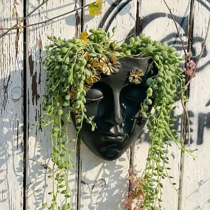 Pot de fleurs mural créatif en forme de visage, décoration murale artistique, idéal pour l'agencemen