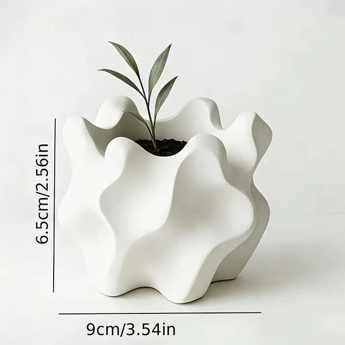 Pot de fleurs géométrique rétro moderne pour intérieur/extérieur avec trou de drainage - Pot de plante de forme