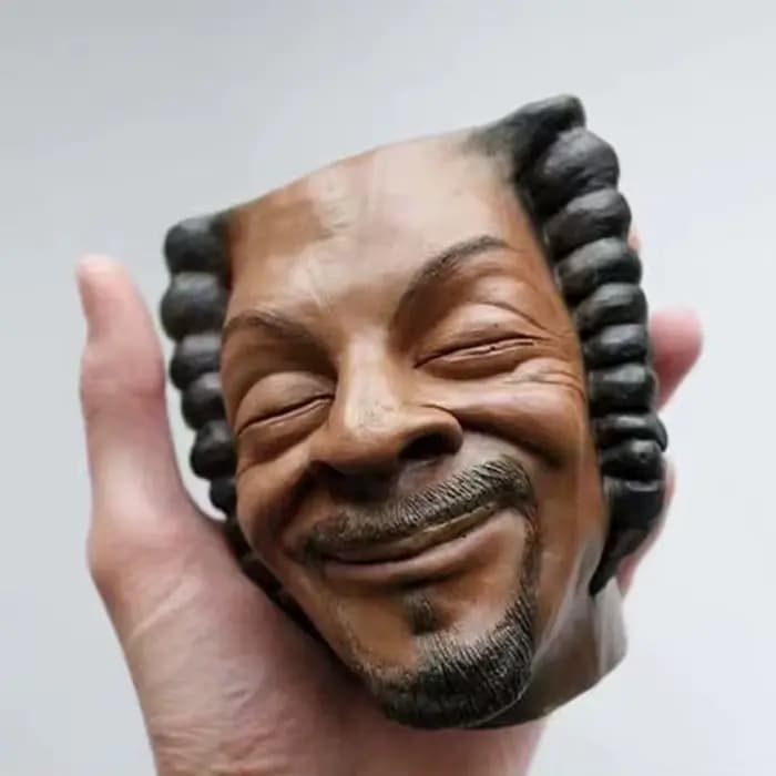 Rappeur Snoop Dogg Pot de fleur visage humain Vase homme sourire