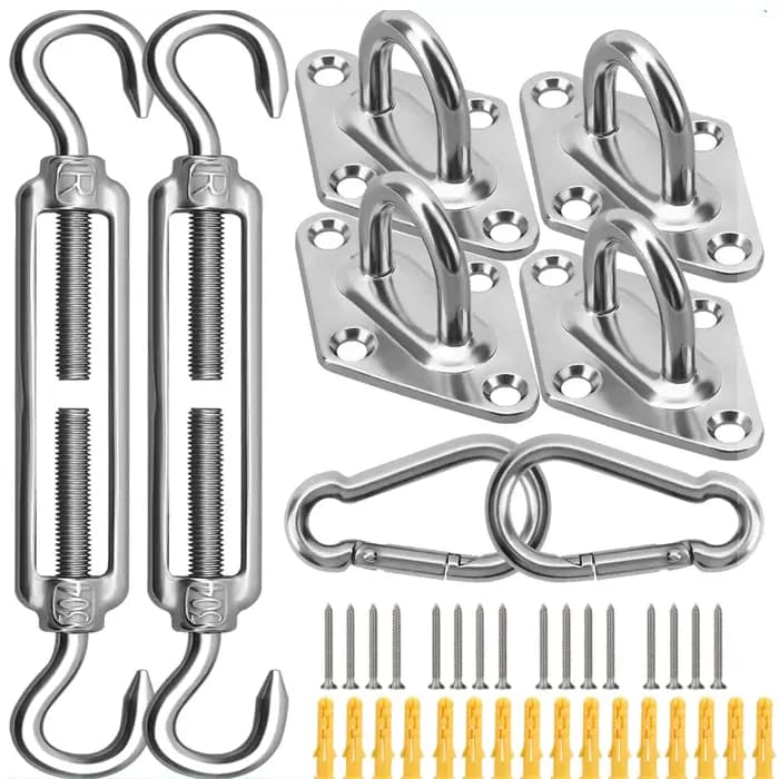 47/60/72Pcs Shade Sail Hardware Kit Wire Rope Anti-Rust Stainless Steel Sun