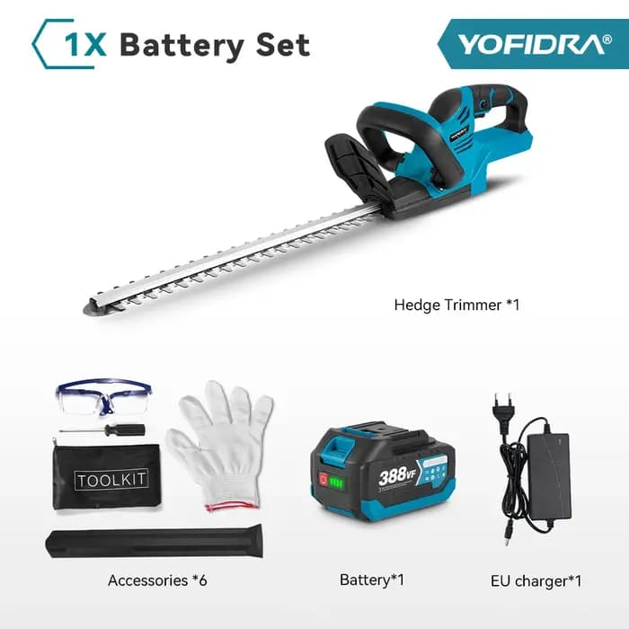 YOFIDRA 2000W taille-haie électrique 15000 tr/min tondeuse à gazon jardin aménagement paysager taille-haie tondeuse outil pour Makita 18V batterie broche