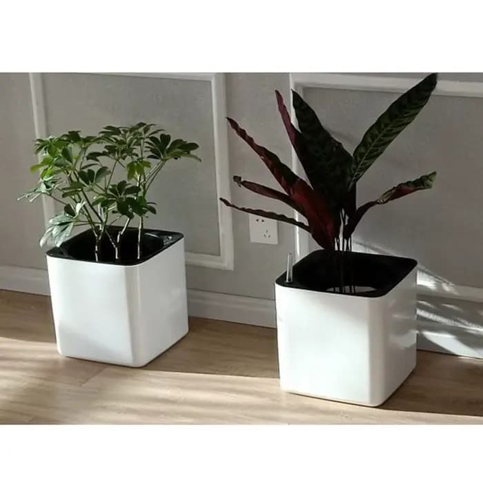 Jardinière blanche à arrosage automatique, indicateur d'eau, Pot de jardinière décoratif moderne pou