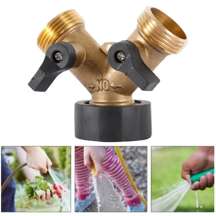 Mathiateur de Tuyau d'Arrosage à 2 Voies, Distributeur d'Eau de Jardin en Laiton Massif, Connecteur